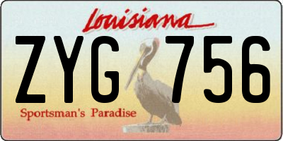 LA license plate ZYG756
