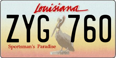 LA license plate ZYG760