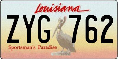 LA license plate ZYG762