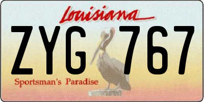 LA license plate ZYG767