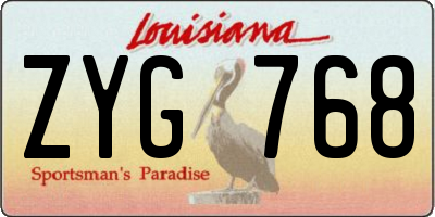 LA license plate ZYG768