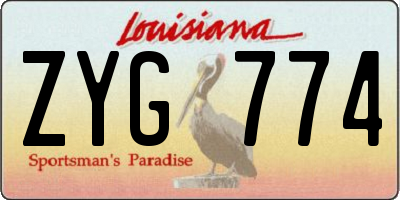 LA license plate ZYG774