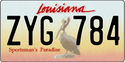 LA license plate ZYG784