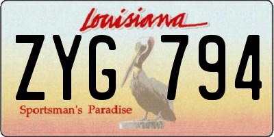 LA license plate ZYG794