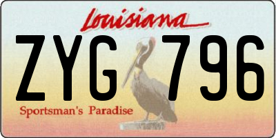 LA license plate ZYG796