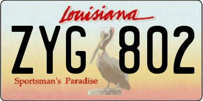 LA license plate ZYG802