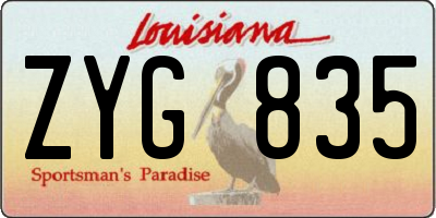 LA license plate ZYG835