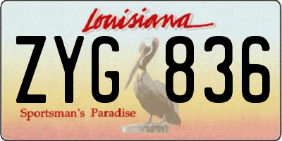 LA license plate ZYG836