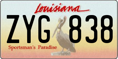 LA license plate ZYG838