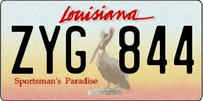 LA license plate ZYG844