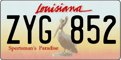 LA license plate ZYG852