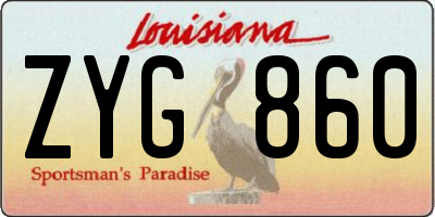 LA license plate ZYG860