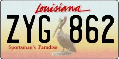 LA license plate ZYG862