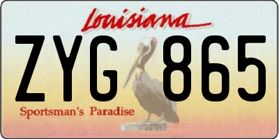 LA license plate ZYG865