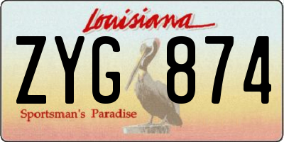 LA license plate ZYG874