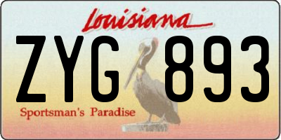 LA license plate ZYG893