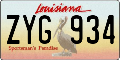 LA license plate ZYG934