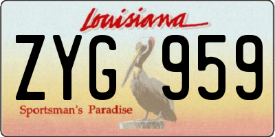 LA license plate ZYG959