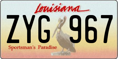 LA license plate ZYG967
