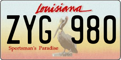 LA license plate ZYG980