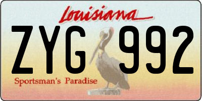 LA license plate ZYG992