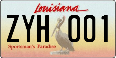 LA license plate ZYH001