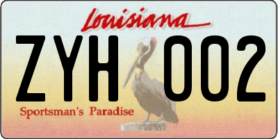 LA license plate ZYH002