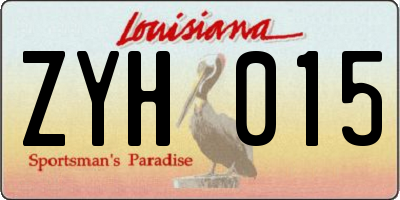 LA license plate ZYH015