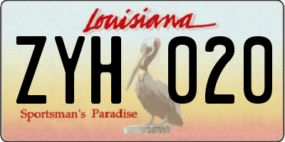 LA license plate ZYH020