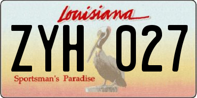 LA license plate ZYH027