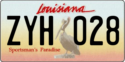 LA license plate ZYH028