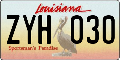 LA license plate ZYH030