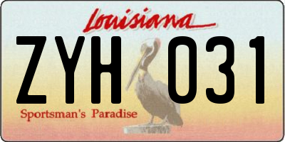 LA license plate ZYH031