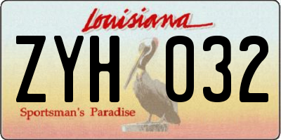 LA license plate ZYH032