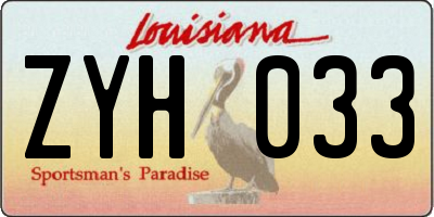 LA license plate ZYH033