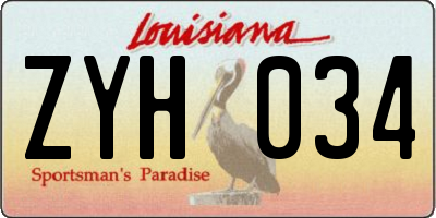 LA license plate ZYH034