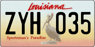 LA license plate ZYH035