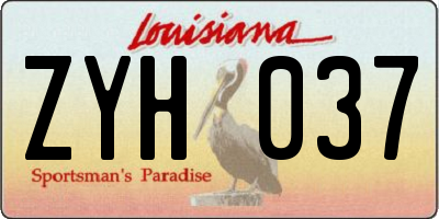 LA license plate ZYH037