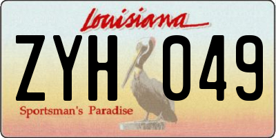 LA license plate ZYH049