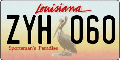 LA license plate ZYH060