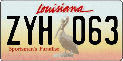LA license plate ZYH063