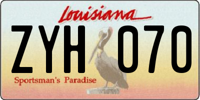 LA license plate ZYH070