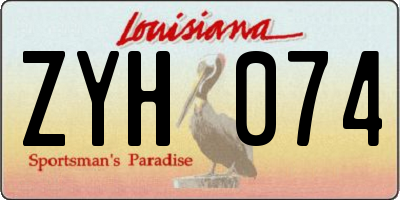 LA license plate ZYH074