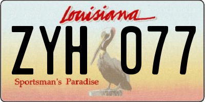 LA license plate ZYH077