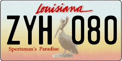 LA license plate ZYH080