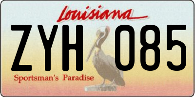 LA license plate ZYH085
