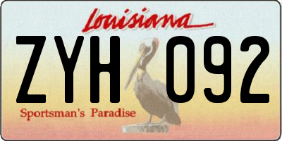 LA license plate ZYH092