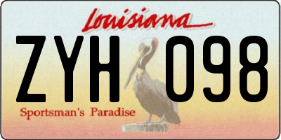 LA license plate ZYH098