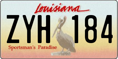 LA license plate ZYH184