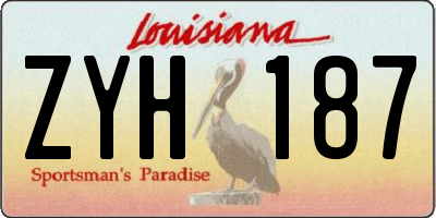 LA license plate ZYH187